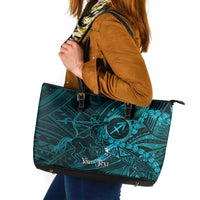 Personalised Polynesia Zodiac Sagittarius Leather Tote Bag Galaxy Polynesian Pattern Chest Tattoo Style