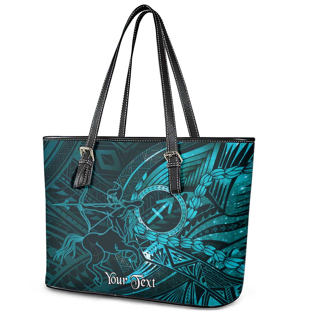 Personalised Polynesia Zodiac Sagittarius Leather Tote Bag Galaxy Polynesian Pattern Chest Tattoo Style