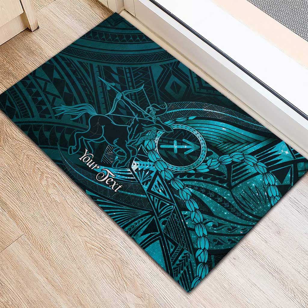 Personalised Polynesia Zodiac Sagittarius Rubber Doormat Galaxy Polynesian Pattern Chest Tattoo Style