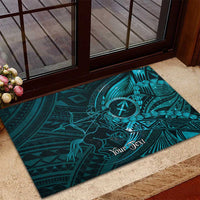 Personalised Polynesia Zodiac Sagittarius Rubber Doormat Galaxy Polynesian Pattern Chest Tattoo Style