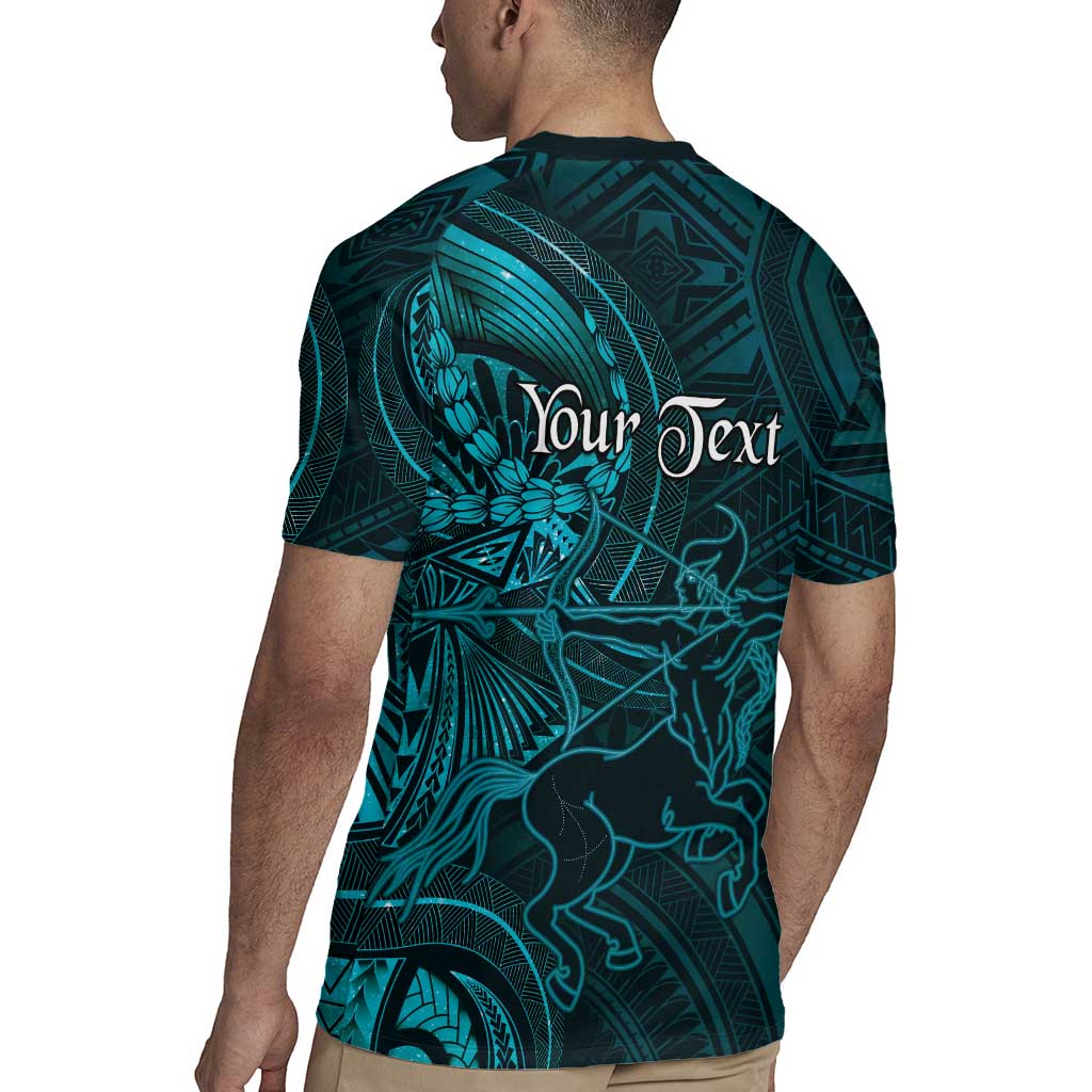 Personalised Polynesia Zodiac Sagittarius Rugby Jersey Galaxy Polynesian Pattern Chest Tattoo Style