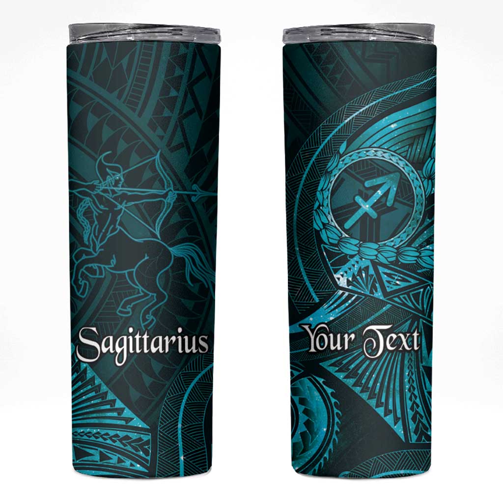 Personalised Polynesia Zodiac Sagittarius Skinny Tumbler Galaxy Polynesian Pattern Chest Tattoo Style