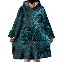 Personalised Polynesia Zodiac Sagittarius Wearable Blanket Hoodie Galaxy Polynesian Pattern Chest Tattoo Style