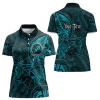 Personalised Polynesia Zodiac Sagittarius Women Polo Shirt Galaxy Polynesian Pattern Chest Tattoo Style