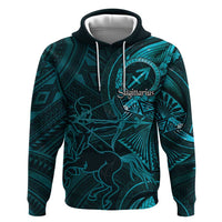 Personalised Polynesia Zodiac Sagittarius Zip Hoodie Galaxy Polynesian Pattern Chest Tattoo Style
