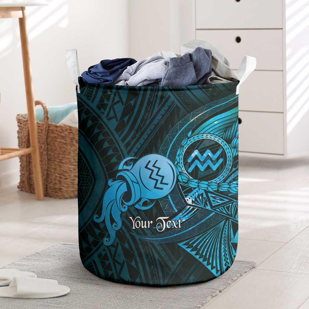 Personalised Polynesia Zodiac Aquarius Laundry Basket Galaxy Polynesian Pattern Chest Tattoo Style