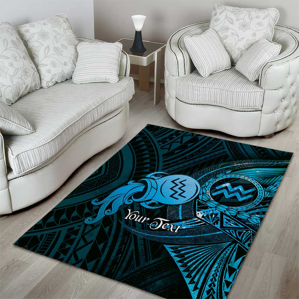 Personalised Polynesia Zodiac Aquarius Area Rug Galaxy Polynesian Pattern Chest Tattoo Style