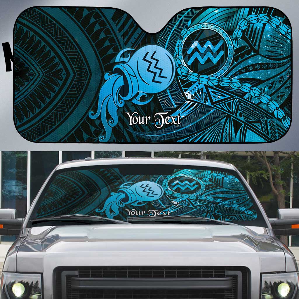 Personalised Polynesia Zodiac Aquarius Auto Sun Shade Galaxy Polynesian Pattern Chest Tattoo Style