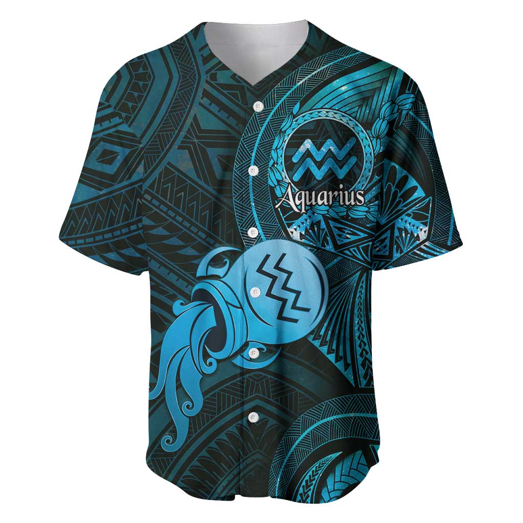 Personalised Polynesia Zodiac Aquarius Baseball Jersey Galaxy Polynesian Pattern Chest Tattoo Style