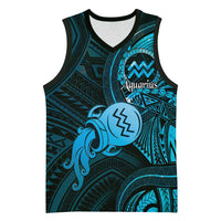 Personalised Polynesia Zodiac Aquarius Basketball Jersey Galaxy Polynesian Pattern Chest Tattoo Style