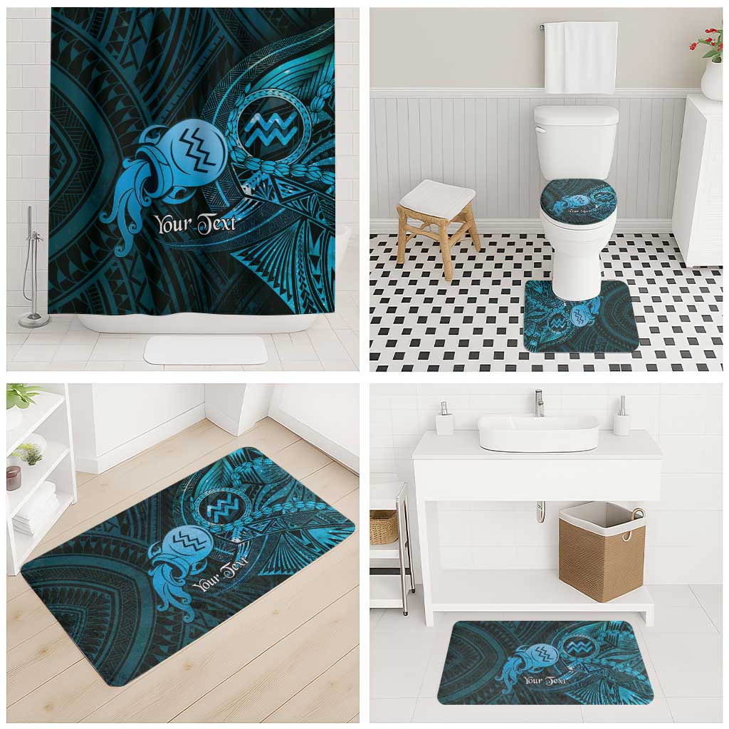 Personalised Polynesia Zodiac Aquarius Bathroom Set Galaxy Polynesian Pattern Chest Tattoo Style