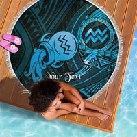Personalised Polynesia Zodiac Aquarius Beach Blanket Galaxy Polynesian Pattern Chest Tattoo Style