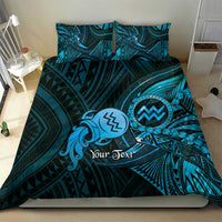 Personalised Polynesia Zodiac Aquarius Bedding Set Galaxy Polynesian Pattern Chest Tattoo Style
