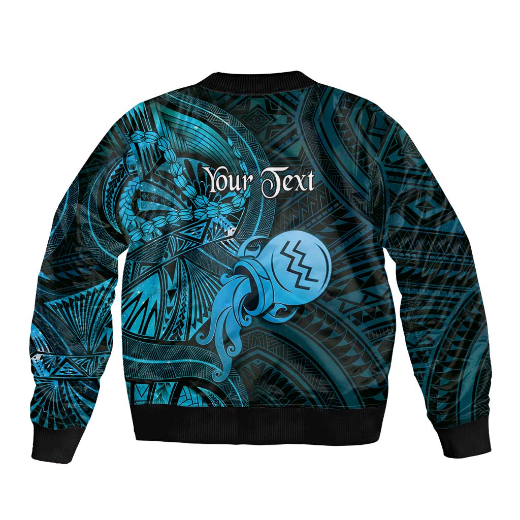 Personalised Polynesia Zodiac Aquarius Bomber Jacket Galaxy Polynesian Pattern Chest Tattoo Style