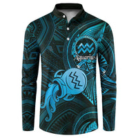 Personalised Polynesia Zodiac Aquarius Button Sweatshirt Galaxy Polynesian Pattern Chest Tattoo Style