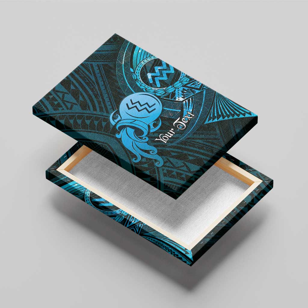 Personalised Polynesia Zodiac Aquarius Canvas Wall Art Galaxy Polynesian Pattern Chest Tattoo Style