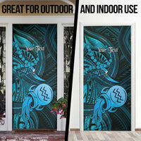 Personalised Polynesia Zodiac Aquarius Door Cover Galaxy Polynesian Pattern Chest Tattoo Style