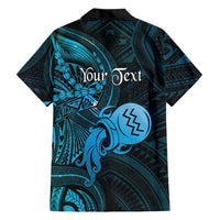 Personalised Polynesia Zodiac Aquarius Family Matching Off The Shoulder Long Sleeve Dress and Hawaiian Shirt Galaxy Polynesian Pattern Chest Tattoo Style LT14 - Polynesian Pride