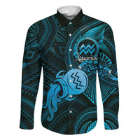 Personalised Polynesia Zodiac Aquarius Family Matching Off Shoulder Maxi Dress and Hawaiian Shirt Galaxy Polynesian Pattern Chest Tattoo Style