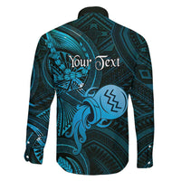 Personalised Polynesia Zodiac Aquarius Family Matching Off Shoulder Maxi Dress and Hawaiian Shirt Galaxy Polynesian Pattern Chest Tattoo Style