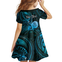 Personalised Polynesia Zodiac Aquarius Family Matching Summer Maxi Dress and Hawaiian Shirt Galaxy Polynesian Pattern Chest Tattoo Style