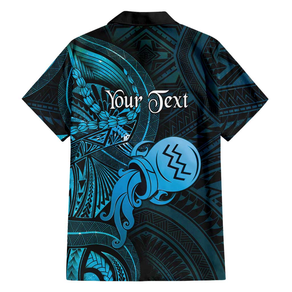 Personalised Polynesia Zodiac Aquarius Family Matching Summer Maxi Dress and Hawaiian Shirt Galaxy Polynesian Pattern Chest Tattoo Style