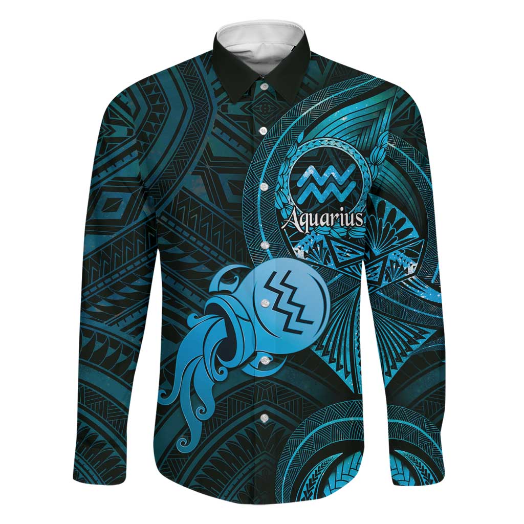 Personalised Polynesia Zodiac Aquarius Family Matching Tank Maxi Dress and Hawaiian Shirt Galaxy Polynesian Pattern Chest Tattoo Style