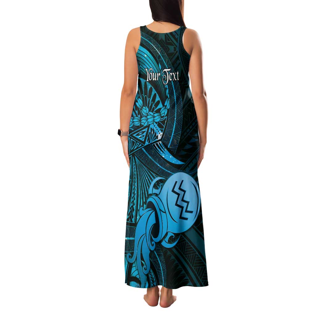 Personalised Polynesia Zodiac Aquarius Family Matching Tank Maxi Dress and Hawaiian Shirt Galaxy Polynesian Pattern Chest Tattoo Style