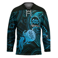 Personalised Polynesia Zodiac Aquarius Hockey Jersey Galaxy Polynesian Pattern Chest Tattoo Style