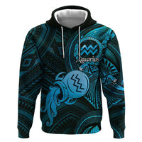 Personalised Polynesia Zodiac Aquarius Hoodie Galaxy Polynesian Pattern Chest Tattoo Style