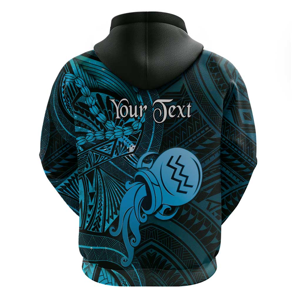 Personalised Polynesia Zodiac Aquarius Hoodie Galaxy Polynesian Pattern Chest Tattoo Style
