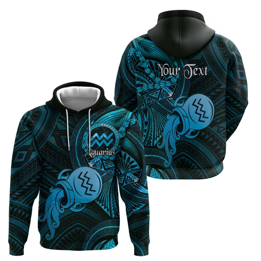 Personalised Polynesia Zodiac Aquarius Hoodie Galaxy Polynesian Pattern Chest Tattoo Style