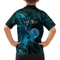 Personalised Polynesia Zodiac Aquarius Kid Hawaiian Shirt Galaxy Polynesian Pattern Chest Tattoo Style