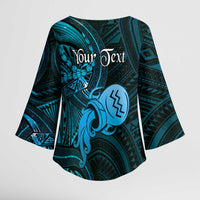 Personalised Polynesia Zodiac Aquarius Kimono Sleeve Blouse Galaxy Polynesian Pattern Chest Tattoo Style