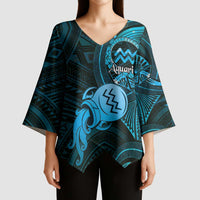 Personalised Polynesia Zodiac Aquarius Kimono Sleeve Blouse Galaxy Polynesian Pattern Chest Tattoo Style