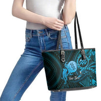 Personalised Polynesia Zodiac Aquarius Leather Tote Bag Galaxy Polynesian Pattern Chest Tattoo Style