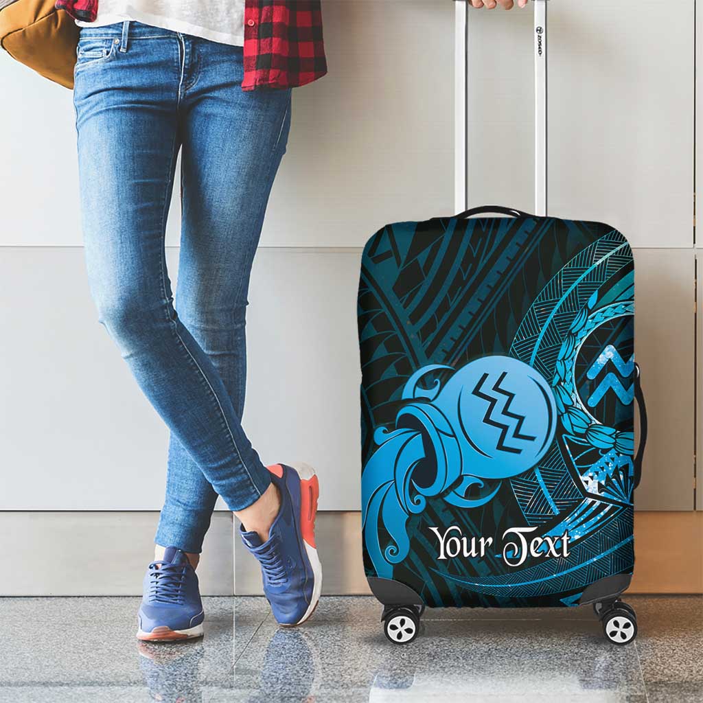 Personalised Polynesia Zodiac Aquarius Luggage Cover Galaxy Polynesian Pattern Chest Tattoo Style