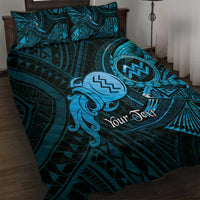 Personalised Polynesia Zodiac Aquarius Quilt Bed Set Galaxy Polynesian Pattern Chest Tattoo Style