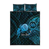 Personalised Polynesia Zodiac Aquarius Quilt Bed Set Galaxy Polynesian Pattern Chest Tattoo Style