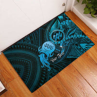 Personalised Polynesia Zodiac Aquarius Rubber Doormat Galaxy Polynesian Pattern Chest Tattoo Style