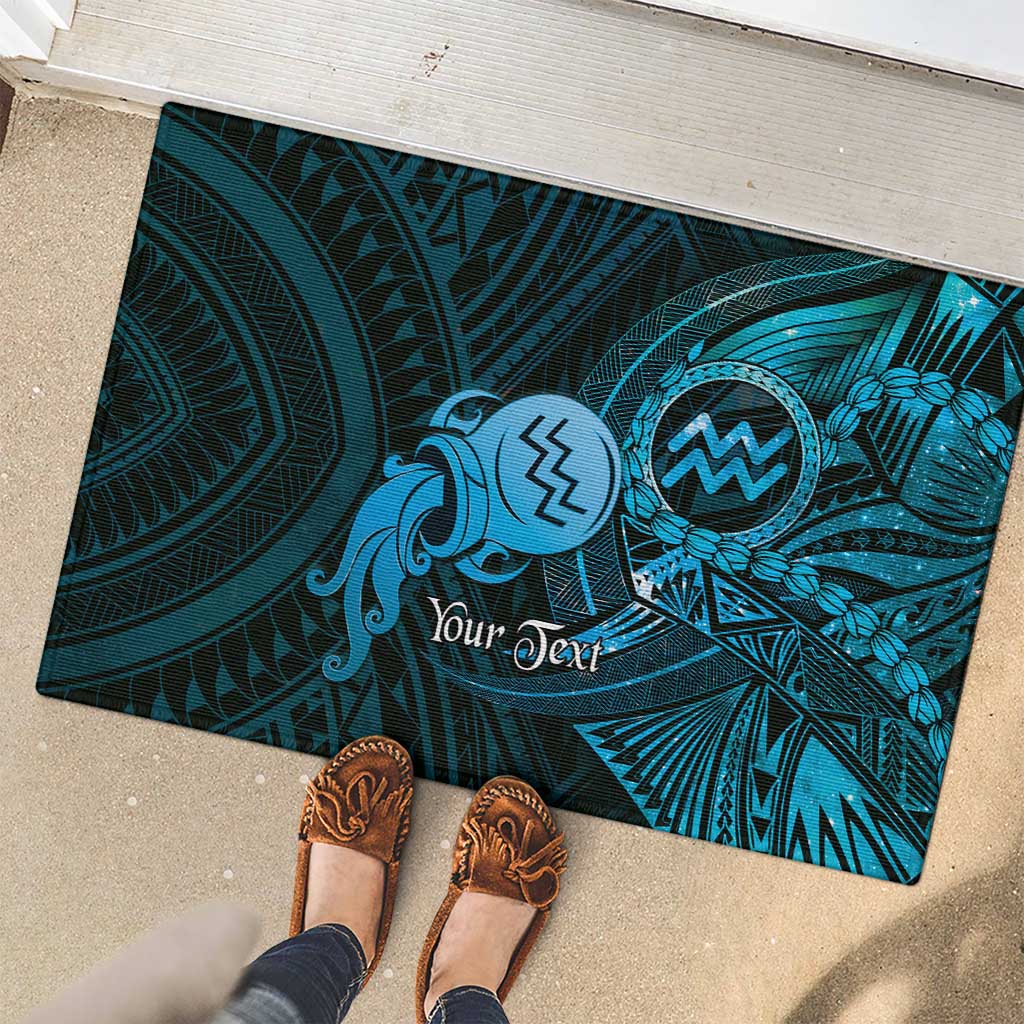 Personalised Polynesia Zodiac Aquarius Rubber Doormat Galaxy Polynesian Pattern Chest Tattoo Style
