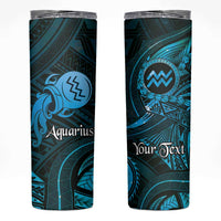Personalised Polynesia Zodiac Aquarius Skinny Tumbler Galaxy Polynesian Pattern Chest Tattoo Style