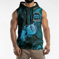 Personalised Polynesia Zodiac Aquarius Sleeveless Hoodie Galaxy Polynesian Pattern Chest Tattoo Style
