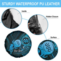 Personalised Polynesia Zodiac Aquarius Spare Tire Cover Galaxy Polynesian Pattern Chest Tattoo Style