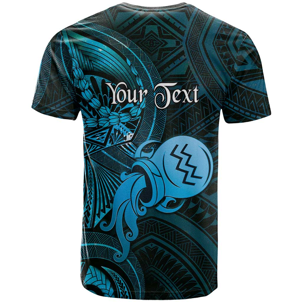 Personalised Polynesia Zodiac Aquarius T Shirt Galaxy Polynesian Pattern Chest Tattoo Style