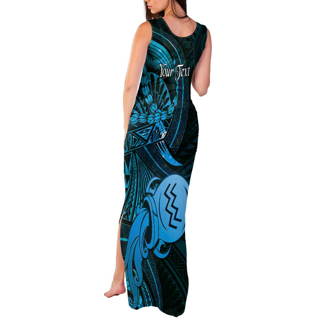 Personalised Polynesia Zodiac Aquarius Tank Maxi Dress Galaxy Polynesian Pattern Chest Tattoo Style