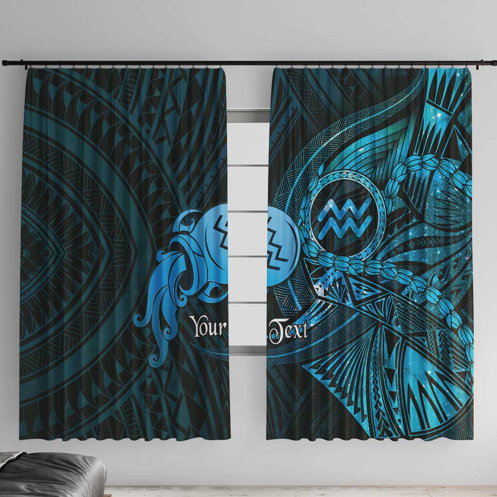 Personalised Polynesia Zodiac Aquarius Window Curtain Galaxy Polynesian Pattern Chest Tattoo Style