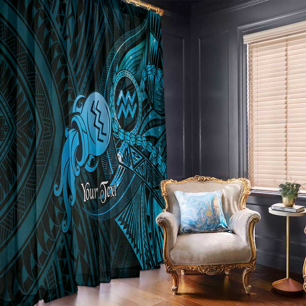 Personalised Polynesia Zodiac Aquarius Window Curtain Galaxy Polynesian Pattern Chest Tattoo Style