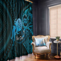 Personalised Polynesia Zodiac Aquarius Window Curtain Galaxy Polynesian Pattern Chest Tattoo Style