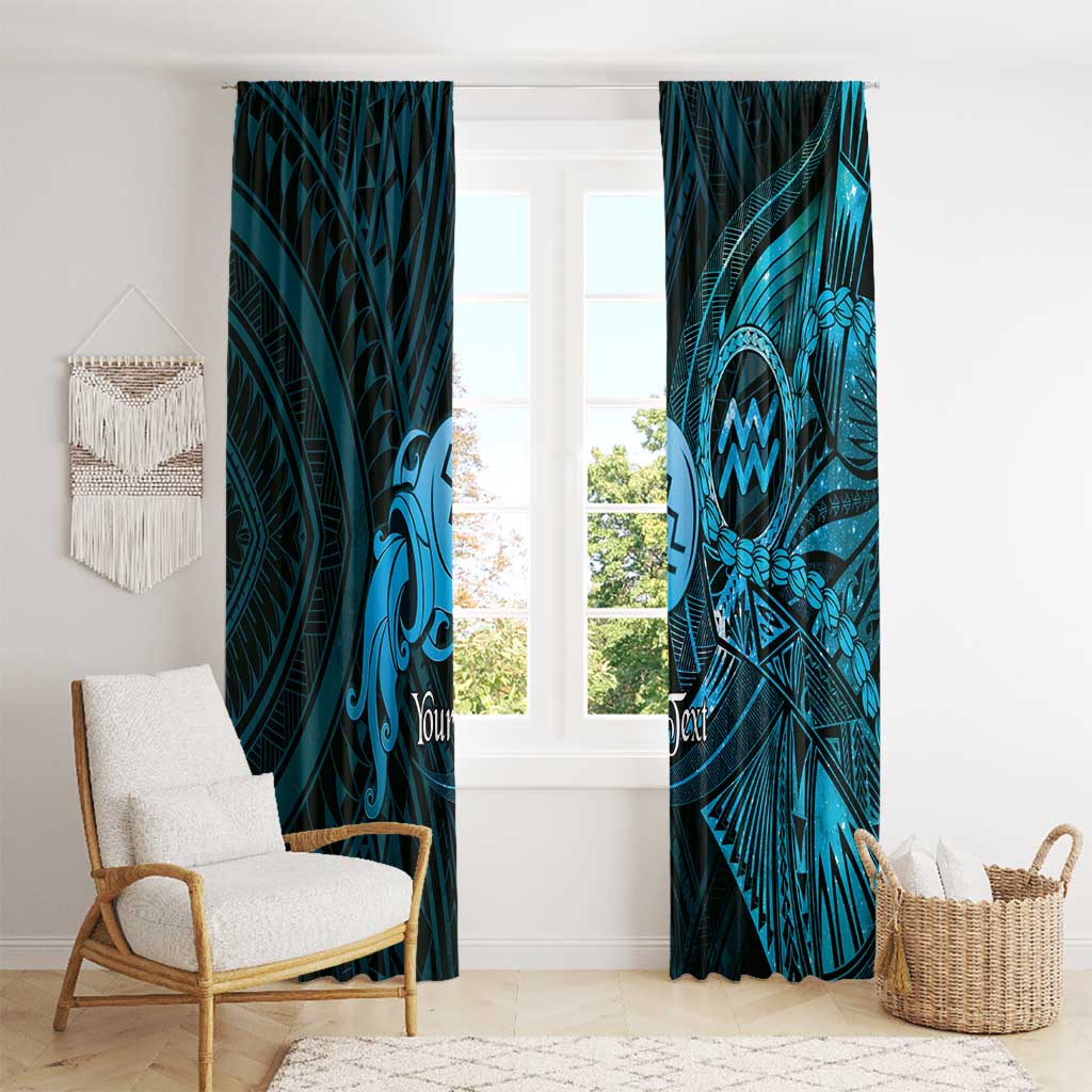 Personalised Polynesia Zodiac Aquarius Window Curtain Galaxy Polynesian Pattern Chest Tattoo Style